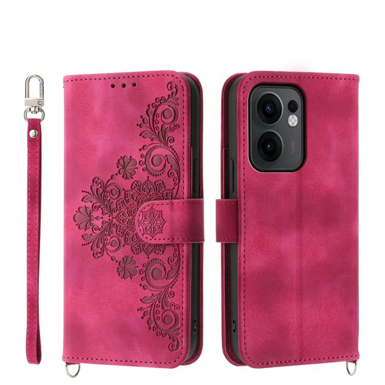 Skin Feel Flowers Embossed Wallet Leather Phone Case, For OPPO A5 Pro 5G Global, For OPPO Reno13 F 4G / 5G, For OPPO Reno12 F 4G / 5G / F27 India, For OPPO Reno11 F