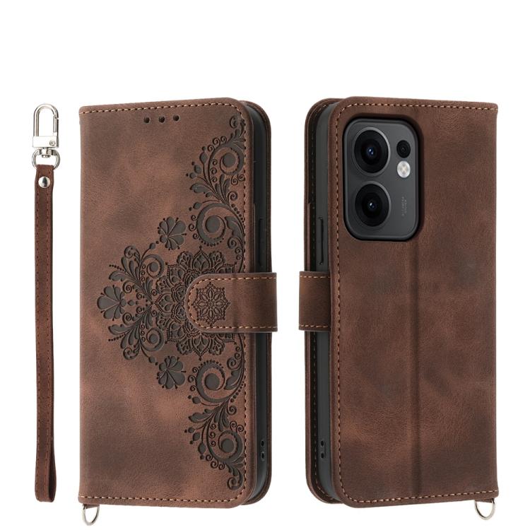 Skin Feel Flowers Embossed Wallet Leather Phone Case, For OPPO A5 Pro 5G Global, For OPPO Reno13 F 4G / 5G, For OPPO Reno12 F 4G / 5G / F27 India, For OPPO Reno11 F
