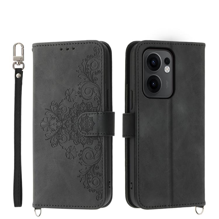 Skin Feel Flowers Embossed Wallet Leather Phone Case, For OPPO A5 Pro 5G Global, For OPPO Reno13 F 4G / 5G, For OPPO Reno12 F 4G / 5G / F27 India, For OPPO Reno11 F