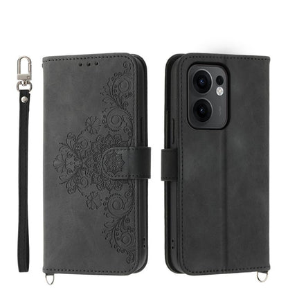 Skin Feel Flowers Embossed Wallet Leather Phone Case, For OPPO A5 Pro 5G Global, For OPPO Reno13 F 4G / 5G, For OPPO Reno12 F 4G / 5G / F27 India, For OPPO Reno11 F