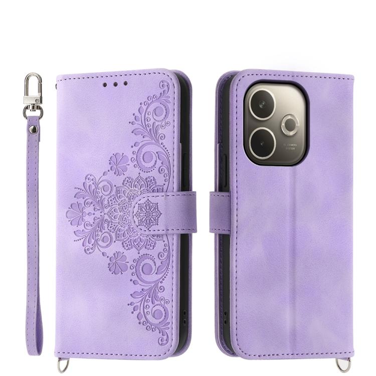 Skin Feel Flowers Embossed Wallet Leather Phone Case, For OPPO A5 Pro 5G Global, For OPPO Reno13 F 4G / 5G, For OPPO Reno12 F 4G / 5G / F27 India, For OPPO Reno11 F