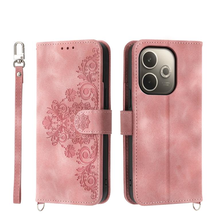 Skin Feel Flowers Embossed Wallet Leather Phone Case, For OPPO A5 Pro 5G Global, For OPPO Reno13 F 4G / 5G, For OPPO Reno12 F 4G / 5G / F27 India, For OPPO Reno11 F