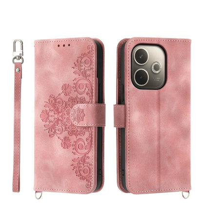 Skin Feel Flowers Embossed Wallet Leather Phone Case, For OPPO A5 Pro 5G Global, For OPPO Reno13 F 4G / 5G, For OPPO Reno12 F 4G / 5G / F27 India, For OPPO Reno11 F
