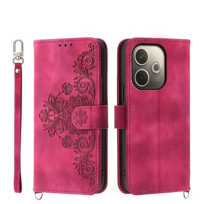 Skin Feel Flowers Embossed Wallet Leather Phone Case, For OPPO A5 Pro 5G Global, For OPPO Reno13 F 4G / 5G, For OPPO Reno12 F 4G / 5G / F27 India, For OPPO Reno11 F
