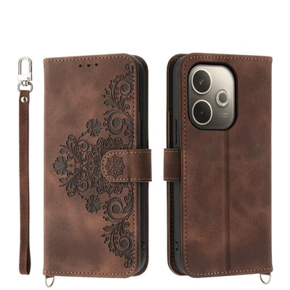 Skin Feel Flowers Embossed Wallet Leather Phone Case, For OPPO A5 Pro 5G Global, For OPPO Reno13 F 4G / 5G, For OPPO Reno12 F 4G / 5G / F27 India, For OPPO Reno11 F