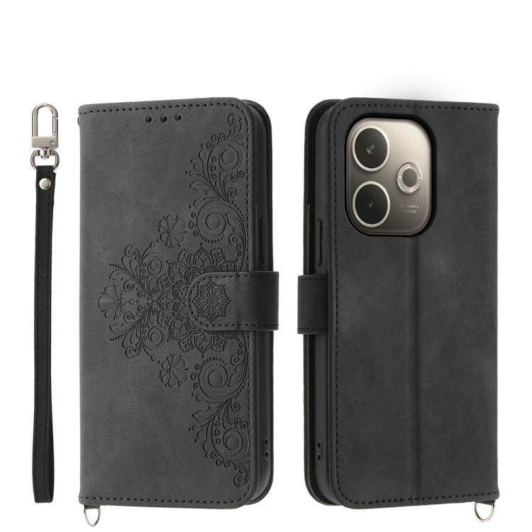 Skin Feel Flowers Embossed Wallet Leather Phone Case, For OPPO A5 Pro 5G Global, For OPPO Reno13 F 4G / 5G, For OPPO Reno12 F 4G / 5G / F27 India, For OPPO Reno11 F