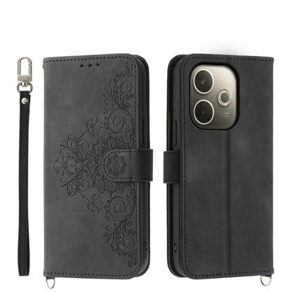 Skin Feel Flowers Embossed Wallet Leather Phone Case, For OPPO A5 Pro 5G Global, For OPPO Reno13 F 4G / 5G, For OPPO Reno12 F 4G / 5G / F27 India, For OPPO Reno11 F