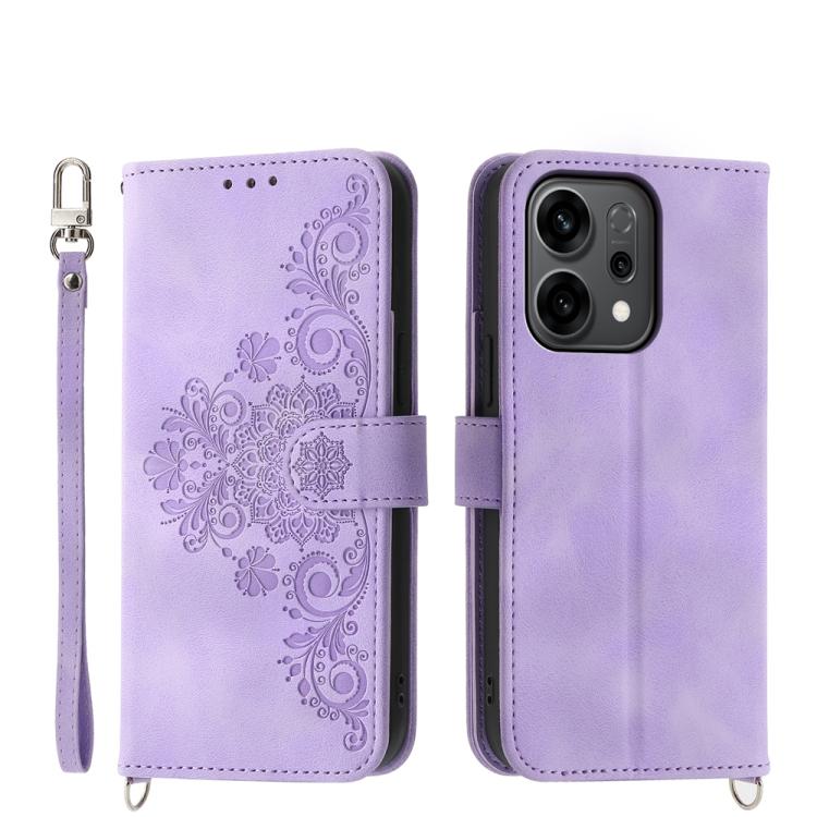 Skin Feel Flowers Embossed Wallet Leather Phone Case, For OPPO A6 Pro 4G / 5G Global / F31 5G, For OPPO Reno14 Global / Reno14 F 5G, For OPPO A5x 5G / A3 4G / 5G / A3x 4G / 5G, For OPPO A5 5G Global / A3 Pro 5G
