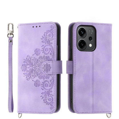 Skin Feel Flowers Embossed Wallet Leather Phone Case, For OPPO A6 Pro 4G / 5G Global / F31 5G, For OPPO Reno14 Global / Reno14 F 5G, For OPPO A5x 5G / A3 4G / 5G / A3x 4G / 5G, For OPPO A5 5G Global / A3 Pro 5G