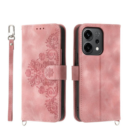 Skin Feel Flowers Embossed Wallet Leather Phone Case, For OPPO A6 Pro 4G / 5G Global / F31 5G, For OPPO Reno14 Global / Reno14 F 5G, For OPPO A5x 5G / A3 4G / 5G / A3x 4G / 5G, For OPPO A5 5G Global / A3 Pro 5G