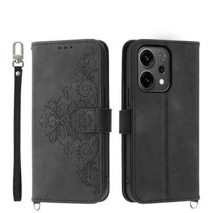 Skin Feel Flowers Embossed Wallet Leather Phone Case, For OPPO A6 Pro 4G / 5G Global / F31 5G, For OPPO Reno14 Global / Reno14 F 5G, For OPPO A5x 5G / A3 4G / 5G / A3x 4G / 5G, For OPPO A5 5G Global / A3 Pro 5G