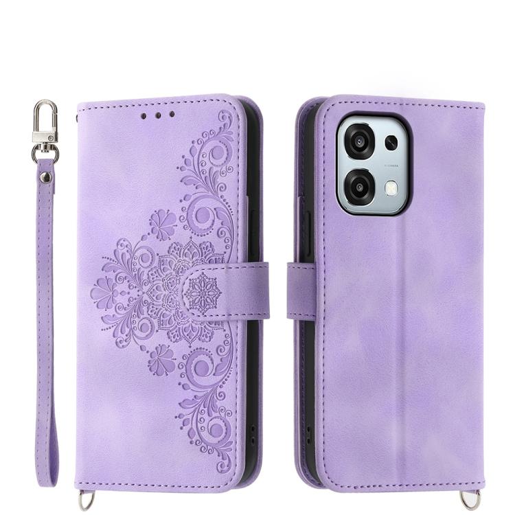 Skin Feel Flowers Embossed Wallet Leather Phone Case, For OPPO A6 Pro 4G / 5G Global / F31 5G, For OPPO Reno14 Global / Reno14 F 5G, For OPPO A5x 5G / A3 4G / 5G / A3x 4G / 5G, For OPPO A5 5G Global / A3 Pro 5G
