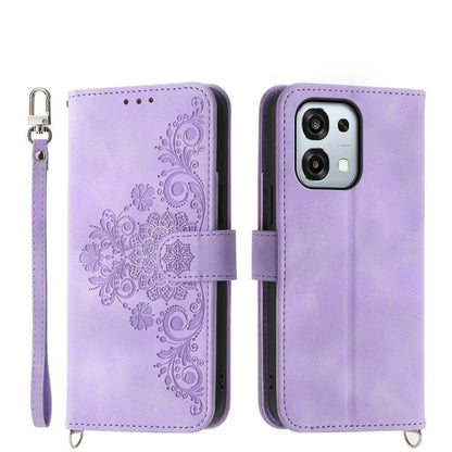 Skin Feel Flowers Embossed Wallet Leather Phone Case, For OPPO A6 Pro 4G / 5G Global / F31 5G, For OPPO Reno14 Global / Reno14 F 5G, For OPPO A5x 5G / A3 4G / 5G / A3x 4G / 5G, For OPPO A5 5G Global / A3 Pro 5G