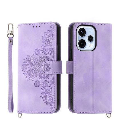 Skin Feel Flowers Embossed Wallet Leather Phone Case, For OPPO Reno16 F 5G / Reno16 FS 5G, For OPPO Reno15 F 5G, For OPPO Reno15 5G / Reno 15c 5G, For OPPO A6x 5G / A6 5G Global