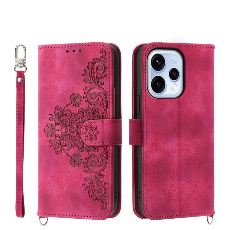 Skin Feel Flowers Embossed Wallet Leather Phone Case, For OPPO Reno16 F 5G / Reno16 FS 5G, For OPPO Reno15 F 5G, For OPPO Reno15 5G / Reno 15c 5G, For OPPO A6x 5G / A6 5G Global