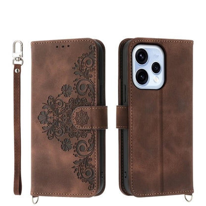 Skin Feel Flowers Embossed Wallet Leather Phone Case, For OPPO Reno16 F 5G / Reno16 FS 5G, For OPPO Reno15 F 5G, For OPPO Reno15 5G / Reno 15c 5G, For OPPO A6x 5G / A6 5G Global