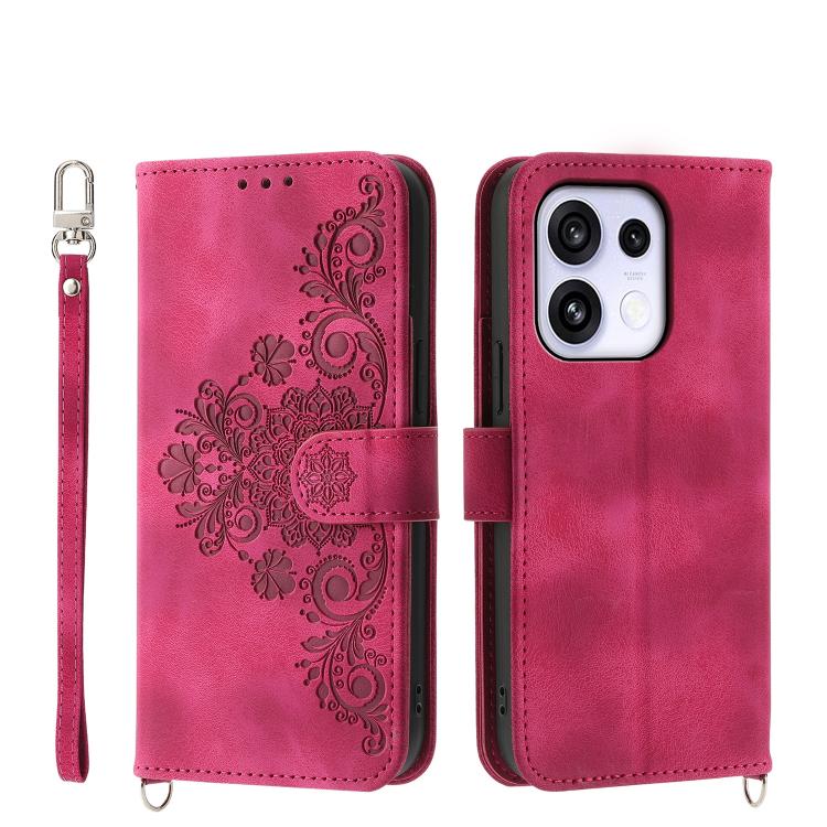 Skin Feel Flowers Embossed Wallet Leather Phone Case, For OPPO Reno16 F 5G / Reno16 FS 5G, For OPPO Reno15 F 5G, For OPPO Reno15 5G / Reno 15c 5G, For OPPO A6x 5G / A6 5G Global
