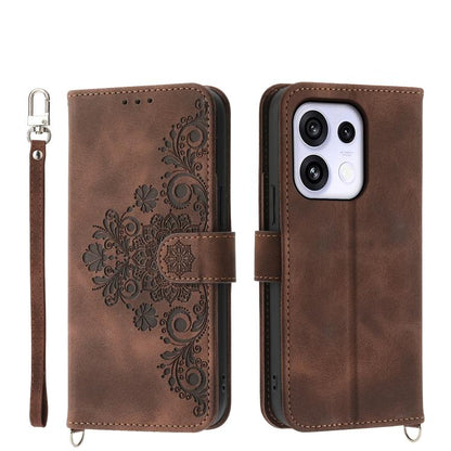Skin Feel Flowers Embossed Wallet Leather Phone Case, For OPPO Reno16 F 5G / Reno16 FS 5G, For OPPO Reno15 F 5G, For OPPO Reno15 5G / Reno 15c 5G, For OPPO A6x 5G / A6 5G Global
