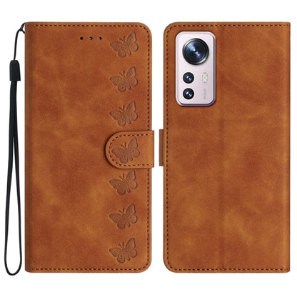 Seven Butterflies Embossed Leather Phone Case, For Xiaomi Redmi 10C, For Xiaomi Redmi Note 11 5G, For Xiaomi Redmi 10 2022, For Xiaomi 12 Pro