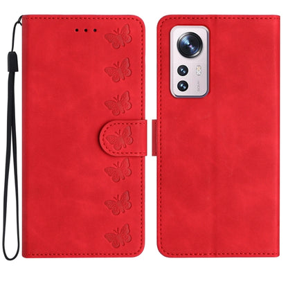 Seven Butterflies Embossed Leather Phone Case, For Xiaomi Redmi 10C, For Xiaomi Redmi Note 11 5G, For Xiaomi Redmi 10 2022, For Xiaomi 12 Pro