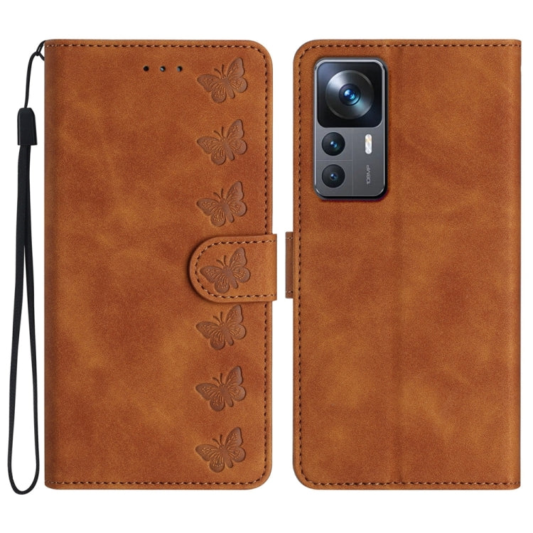 Seven Butterflies Embossed Leather Phone Case, For Xiaomi Redmi Note 12 5G Global, For Xiaomi 13 Pro, For Xiaomi 13, For Xiaomi 12T / 12T Pro