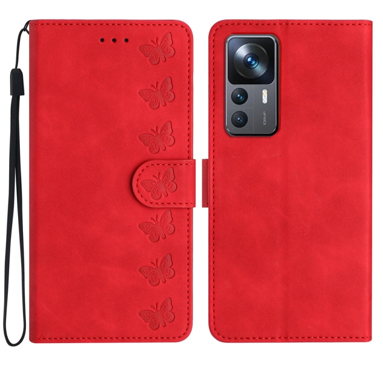 Seven Butterflies Embossed Leather Phone Case, For Xiaomi Redmi Note 12 5G Global, For Xiaomi 13 Pro, For Xiaomi 13, For Xiaomi 12T / 12T Pro
