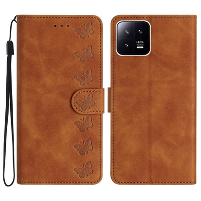 Seven Butterflies Embossed Leather Phone Case, For Xiaomi Redmi Note 12 5G Global, For Xiaomi 13 Pro, For Xiaomi 13, For Xiaomi 12T / 12T Pro