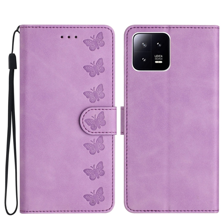 Seven Butterflies Embossed Leather Phone Case, For Xiaomi Redmi Note 12 5G Global, For Xiaomi 13 Pro, For Xiaomi 13, For Xiaomi 12T / 12T Pro