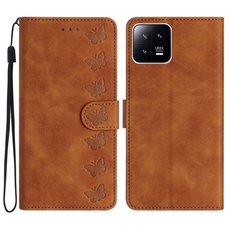 Seven Butterflies Embossed Leather Phone Case, For Xiaomi Redmi Note 12 5G Global, For Xiaomi 13 Pro, For Xiaomi 13, For Xiaomi 12T / 12T Pro