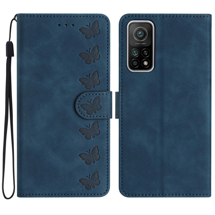 Seven Butterflies Embossed Leather Phone Case, For Xiaomi Redmi Note 9 5G / Note 9T, For Xiaomi Mi 10T Lite, For Xiaomi Mi 10T / 10T Pro, For Xiaomi Redmi 9A