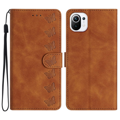 Seven Butterflies Embossed Leather Phone Case, For Xiaomi Redmi 13C 4G, For Xiaomi 13T, For Xiaomi Mi 11 Lite, For Xiaomi Redmi Note 12 Pro 5G Global