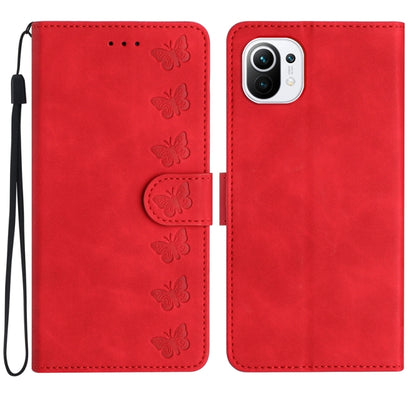 Seven Butterflies Embossed Leather Phone Case, For Xiaomi Redmi 13C 4G, For Xiaomi 13T, For Xiaomi Mi 11 Lite, For Xiaomi Redmi Note 12 Pro 5G Global