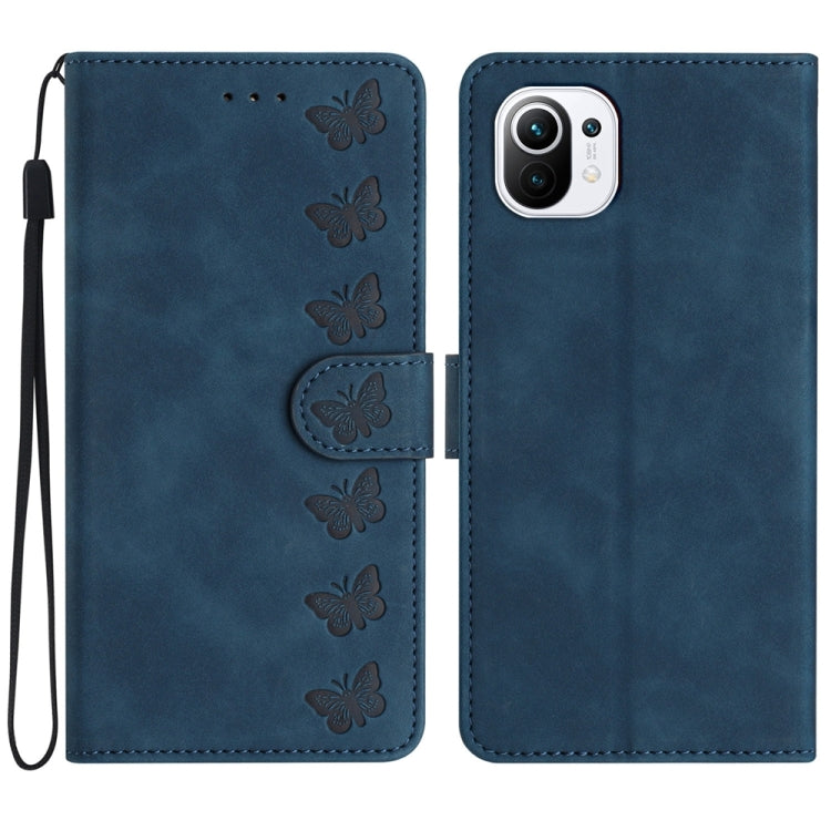 Seven Butterflies Embossed Leather Phone Case, For Xiaomi Redmi 13C 4G, For Xiaomi 13T, For Xiaomi Mi 11 Lite, For Xiaomi Redmi Note 12 Pro 5G Global