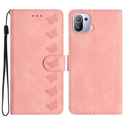 Seven Butterflies Embossed Leather Phone Case, For Xiaomi 11T / 11T Pro, For Xiaomi Redmi 10, For Xiaomi Mi 11 Ultra, For Xiaomi Mi 11 Pro