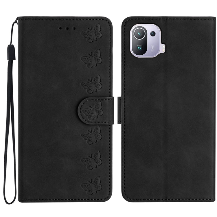 Seven Butterflies Embossed Leather Phone Case, For Xiaomi 11T / 11T Pro, For Xiaomi Redmi 10, For Xiaomi Mi 11 Ultra, For Xiaomi Mi 11 Pro