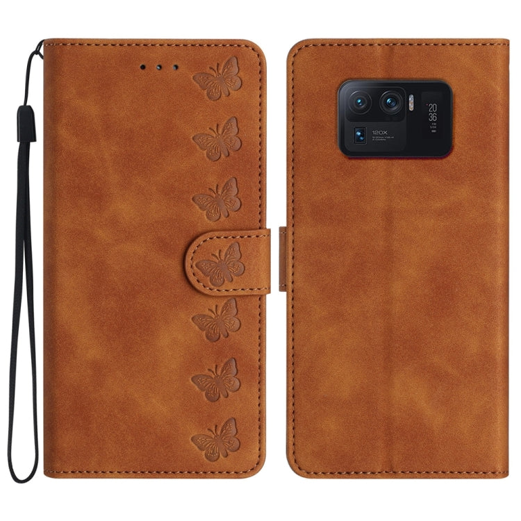 Seven Butterflies Embossed Leather Phone Case, For Xiaomi 11T / 11T Pro, For Xiaomi Redmi 10, For Xiaomi Mi 11 Ultra, For Xiaomi Mi 11 Pro