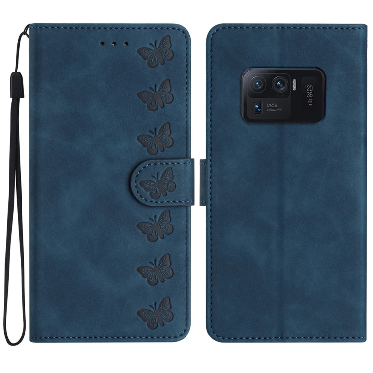Seven Butterflies Embossed Leather Phone Case, For Xiaomi 11T / 11T Pro, For Xiaomi Redmi 10, For Xiaomi Mi 11 Ultra, For Xiaomi Mi 11 Pro