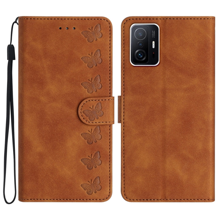 Seven Butterflies Embossed Leather Phone Case, For Xiaomi 11T / 11T Pro, For Xiaomi Redmi 10, For Xiaomi Mi 11 Ultra, For Xiaomi Mi 11 Pro