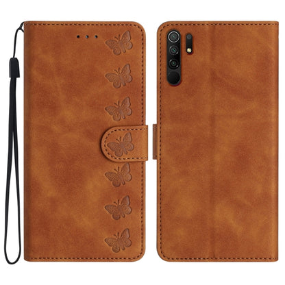 Seven Butterflies Embossed Leather Phone Case, For Xiaomi Redmi 9, For Xiaomi Redmi 9C, For Xiaomi Redmi Note 8T