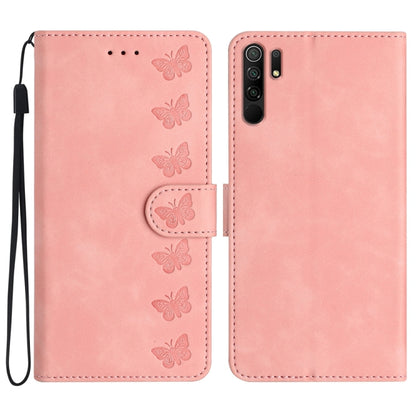 Seven Butterflies Embossed Leather Phone Case, For Xiaomi Redmi 9, For Xiaomi Redmi 9C, For Xiaomi Redmi Note 8T