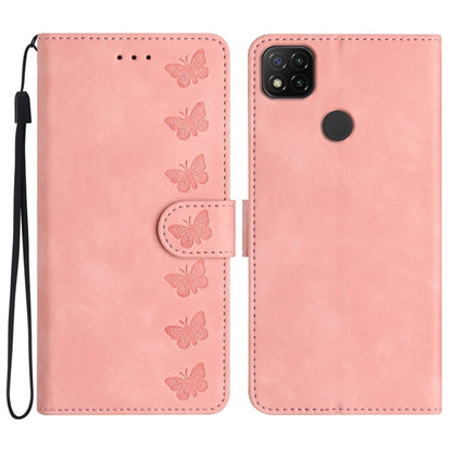 Seven Butterflies Embossed Leather Phone Case, For Xiaomi Redmi 9, For Xiaomi Redmi 9C, For Xiaomi Redmi Note 8T