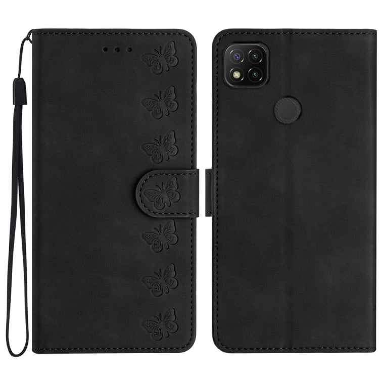 Seven Butterflies Embossed Leather Phone Case, For Xiaomi Redmi 9, For Xiaomi Redmi 9C, For Xiaomi Redmi Note 8T