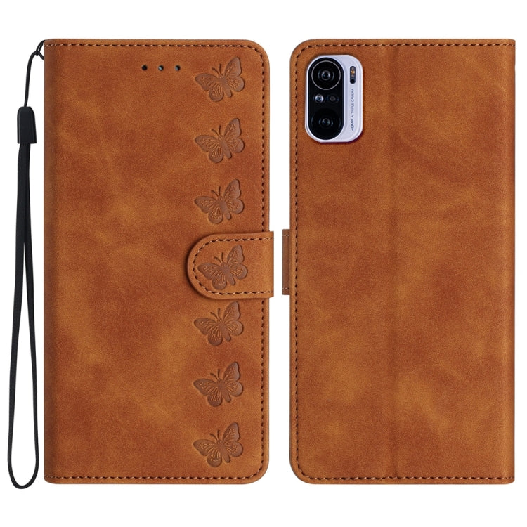 Seven Butterflies Embossed Leather Phone Case, For Xiaomi Redmi Note 10 5G, For Xiaomi Redmi Note 10 4G, For Xiaomi Redmi Note 10 Pro, For Xiaomi Redmi K40