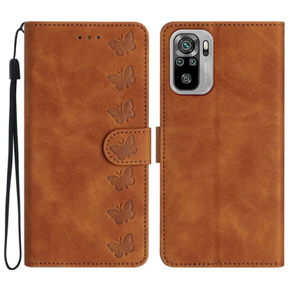 Seven Butterflies Embossed Leather Phone Case, For Xiaomi Redmi Note 10 5G, For Xiaomi Redmi Note 10 4G, For Xiaomi Redmi Note 10 Pro, For Xiaomi Redmi K40