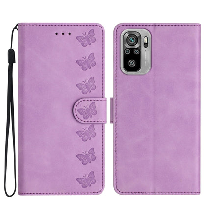 Seven Butterflies Embossed Leather Phone Case, For Xiaomi Redmi Note 10 5G, For Xiaomi Redmi Note 10 4G, For Xiaomi Redmi Note 10 Pro, For Xiaomi Redmi K40