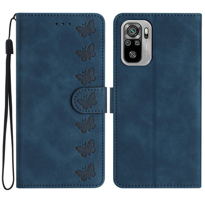 Seven Butterflies Embossed Leather Phone Case, For Xiaomi Redmi Note 10 5G, For Xiaomi Redmi Note 10 4G, For Xiaomi Redmi Note 10 Pro, For Xiaomi Redmi K40