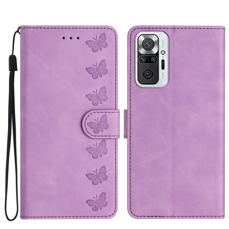 Seven Butterflies Embossed Leather Phone Case, For Xiaomi Redmi Note 10 5G, For Xiaomi Redmi Note 10 4G, For Xiaomi Redmi Note 10 Pro, For Xiaomi Redmi K40