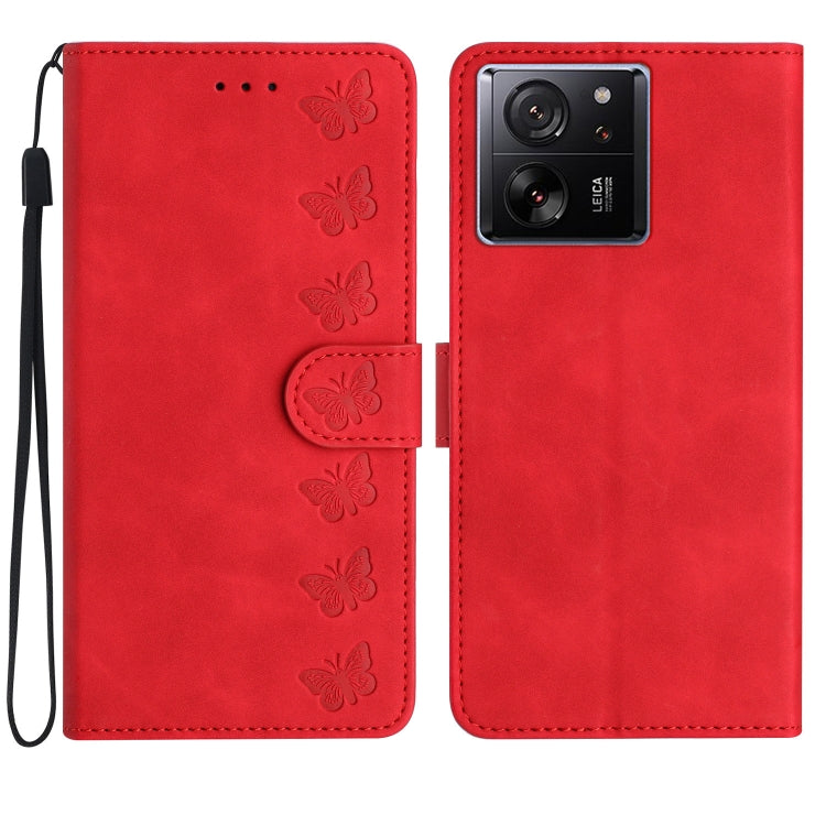 Seven Butterflies Embossed Leather Phone Case, For Xiaomi Redmi 13C 4G, For Xiaomi 13T, For Xiaomi Mi 11 Lite, For Xiaomi Redmi Note 12 Pro 5G Global