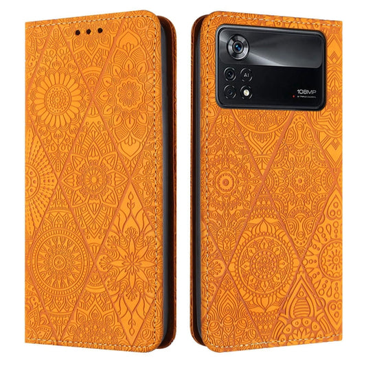 Ethnic Embossed Adsorption Leather Phone Case, For Xiaomi Poco X4 Pro 5G, For Xiaomi Redmi 10, For Xiaomi Poco M4 Pro 5G, For Xiaomi Poco X3 NFC