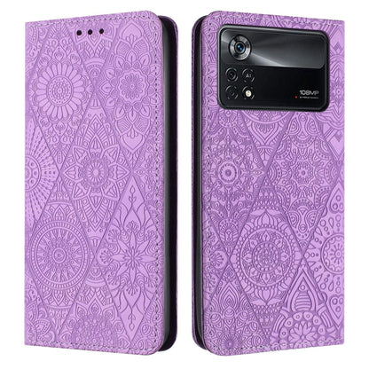 Ethnic Embossed Adsorption Leather Phone Case, For Xiaomi Poco X4 Pro 5G, For Xiaomi Redmi 10, For Xiaomi Poco M4 Pro 5G, For Xiaomi Poco X3 NFC